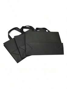 4pcs Black Paper Handbags Large, Medium And L Size Thread Rope Advertising Bags Gift Bags Clothing Store Packaging Bags