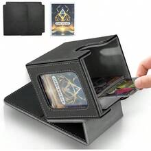 Magnetic Card Deck Box For TCG Storage, Holds 100 Double-Sleeved Cards - Black & Grey - View 12