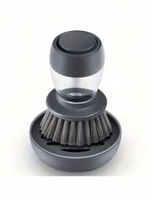 1 Stück multifunktionaler Topf- und Pfannreinigungsbürstenset mit Seifenspender und Ständer - langanhaltend Kunststoffschrubbbürste für Küchenspüle, Pfannen, Töpfe - manuell betriebenes Geschirrspülwerkzeug ohne Strom