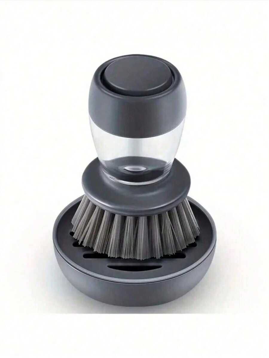 1 Stück multifunktionaler Topf- und Pfannreinigungsbürstenset mit Seifenspender und Ständer - langanhaltend Kunststoffschrubbbürste für Küchenspüle, Pfannen, Töpfe - manuell betriebenes Geschirrspülwerkzeug ohne Strom