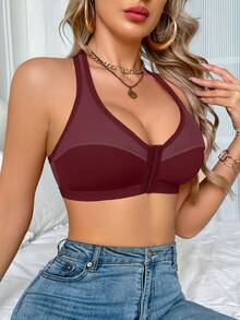 Morelect Reggiseno intimo da donna, per uso quotidiano, chiusura anteriore, con supporto e sollevamento, traspirante, confortevole, morbido