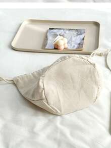 1pc Canvas Round Bottom Drawstring Bag Storage Pouch Bucket Bag Built-In Bag Vegetable Basket Inner Bag Miscellaneous Bag Dustproof