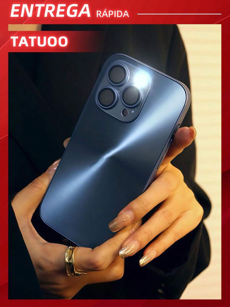 1PC Deluxe Aurora CD Pattern Frosted Phone Case, Drop-Proof And Fingerprint-Proof Hard Shell, Compatible With IPhone 15pro Max/14/13/12/11 - 深藍色 - 查看 1
