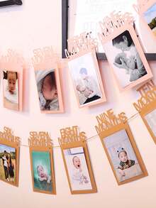 1set-1st Birthday Baby Photo Banner For Newborn To 12 Months, Monthly Milestone Photograph Bunting Garland, First Birthday Celebration Decoration,Boy Girl Photo Frame,Baby Shower