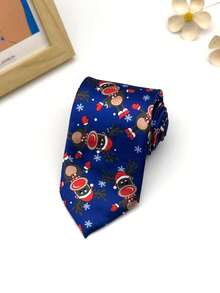 1 szt. męski krawat świąteczny z motywem renifera, Świętego Mikołaja, choinki, płatka śniegu, dekoracja na imprezę