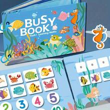 [互动忙碌书套装] 4 件忙碌书套装 | 适合 3-6 岁儿童的互动教育贴纸书 | 早期发展字母和词汇 | 耐用纸张，可重复使用的有趣形状 | 动物插图安静书，完美的节日礼物 - 彩色 - 查看 8