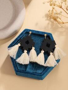 一对波西米亚风亚克力几何长耳环，送给朋友的精致小礼物 - 幾何圖案耳飾 - 查看 6