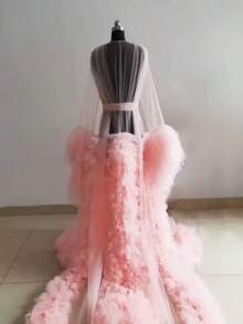 Elegant High-End Nine-Tailed Fox Performance Dress, Bridal Robe, Bridesmaid Dress, Sleepwear - Baby Pink - View 6