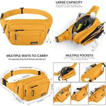 CXWMZY Riñonera para mujeres y hombres, con múltiples bolsillos, impermeable, casual, para , viajes, ciclismo, correr, senderismo, , Una talla, Moderno(Amarillo) - Tipo 11 - Ver 1