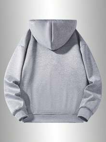 Men's Fleece Hoodie, Minimalist Design, Easy To Match, Winter Style, Valentine's Day Gift - Grey - View 2