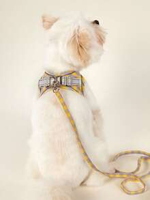 PETSIN 全封闭式狗绳，夏季背心式宠物背带，透气狗绳，适合中小型犬、柯基犬、贵宾犬，户外使用 - 黃色 - 查看 5