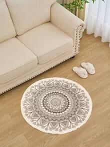 1pc BOHO Style Round Woven Carpet For Bedroom