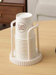 1pc Multifunctional Desktop Cup Holder, Coffee/Tea Cup Organizer - White - View 5