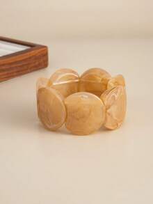 1pc Bohemian Vintage Exaggerated Geometric Disc Elastic Cuff Bracelet, Luxurious, Suitable For Vacation, Party, Casual, Street Style, Wedding, Anniversary, Unisex Charm Jewelry Gift