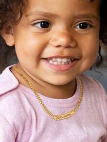 Personalized Stainless Steel Cuban Chain Necklace For Kids, Thanksgiving & Christmas Gift - 18" - View 4