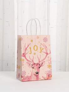 8pcs Christmas Gift Bags, Bulk Pink Paper Bags With Handle Birthday Bags, Paper Present Bag For Party Birthday Wrapping Xmas Holiday Presents, Room Decor, Home Decor, Offices Decor, Theme Party Decor, Christmas Decor, Christmas Gift Bags Christmas Decorations Winter