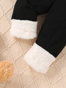 3pcs Set, Casual Elegant Sweet Cute Baby Girl Clothes, Soft Comfortable Baby Girl Autumn/Winter Outfit, Cartoon Embroidered Teddy Bear Hooded Zipper Jacket Long Sleeve Coat, Solid Color Teddy Bear Vest And Patchwork Leggings Set, Suitable For Daily, Vacation, Party, Outing - Multicolor - View 7