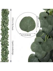 1 pièce/3 pièces/80 pièces Plantes artificielles - Vigne de feuilles d'eucalyptus, décorations de jardin extérieur, décorations d'arbre de Noël, guirlande de fête de mariage, décorations de maison, salle à manger, chambre à coucher, décoration d'hiver, décoration d'Halloween, décoration de Noël, cadeaux d'anniversaire