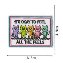 IT'S OKEY TO FEEL ALL THE FEELS Hippie Punk Rock Anime Cartoon Outdoor Adventure Sticker Sewing Embroidered Patch DIY Clothing Accessory Embroidery Sewing Iron-On Patch Applique Badge Decor For Clothes, Shoes, Bags - Multicolor - View 3