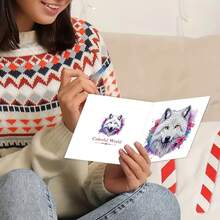 6pcs/Set DIY Cute Cat, Rabbit, Wolf And Flower Pattern Diamond Painting DIY Mosaic Asymmetrical Diamond Crystal Greeting Card Kit - Express Unspeakable Love And Affection, Write Romantic Messages - Multicolor - View 8