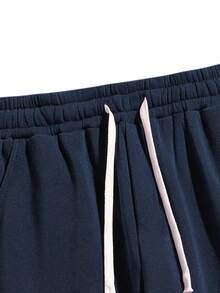 男士宽松保暖休闲运动裤，黑色，秋冬 - 藍色 - 查看 4