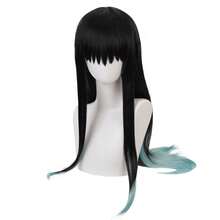 Anime Cosplay Wig, Long And Short Synthetic Hair, Suitable For Halloween Costume Parties, With Free Wig Cap - Màu xanh ombre - Xem 1