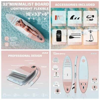 Inflatable Stand Up Paddle Board 11'611'10' With Board Accessories, Versatile Premium Paddle Boards AdultsYouth, Inflatable Paddle Board PolarWaveSunn