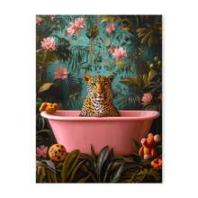 1pc Unframed Colorful Tiger Cheetah Black Cat In Bathtub Wall Art Canvas Painting Abstract Pink Animals Prints Posters Living Room Home Decor