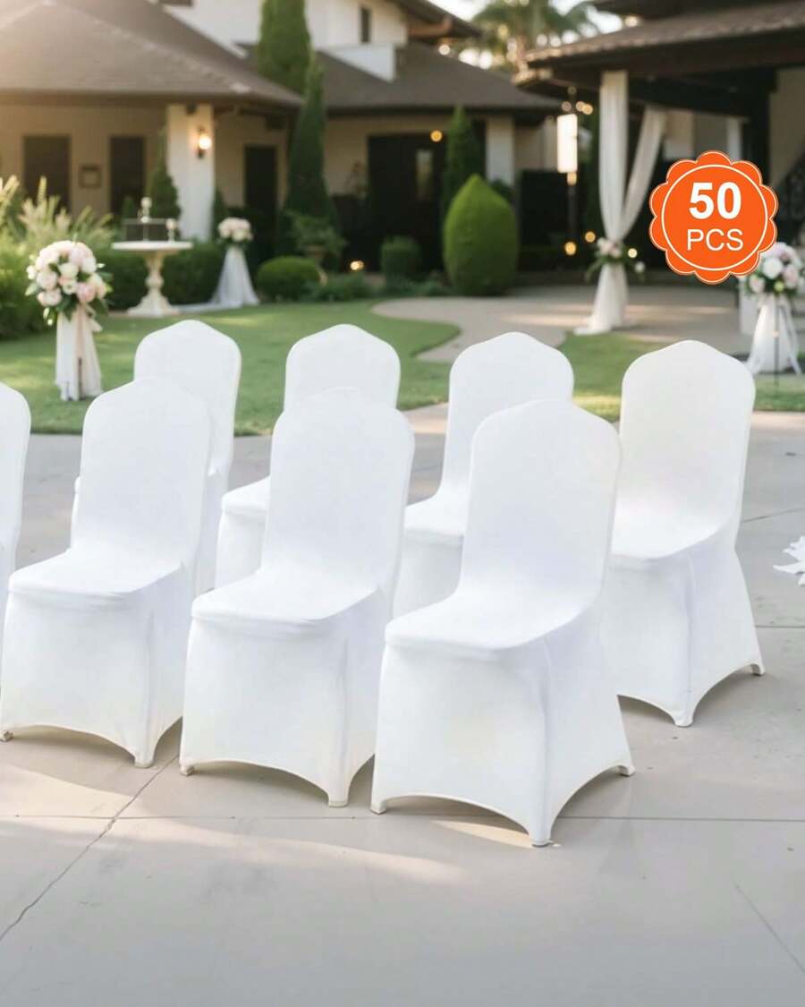 Paquete de 50 fundas elásticas de licra para sillas plegables, ajuste universal, extraíbles y lavables, para bodas, festividades, banquetes y fiestas. - 50 piezas de soportes para llaves - Ver 1