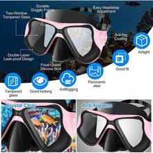 Conjunto de Esnórquel para Adultos, Gafas de Buceo Panorámicas Antiniebla,áscara de Natación de Vidrio Templado para Esnórquel Profesional para Adultos con dos Juegos de Tapones los Oídos a Prueba - 1 - Ver 7