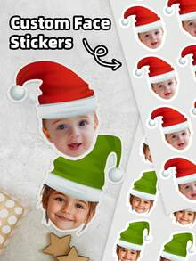 1-96pcs Customized Christmas Face Stickers | Christmas Gift Face Stickers | Gift Stickers | Customized Face Stickers | Christmas Gift | Face Stickers, Gift Stickers, Holiday Stickers, Customized Face Stickers, Face Photo Stickers - White - View 2