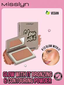 MISSLYN-GLOW WITH IT 古铜粉，粉饼，哑光古铜粉，易于涂抹，持久显色，冷色调轮廓，打造自然妆容，面部塑形粉，保湿滋养，蕴含 Murumuru 黄油混合物，全天焕发光彩，经皮肤科医生测试。 - #13 GLOW WITH IT - 查看 1