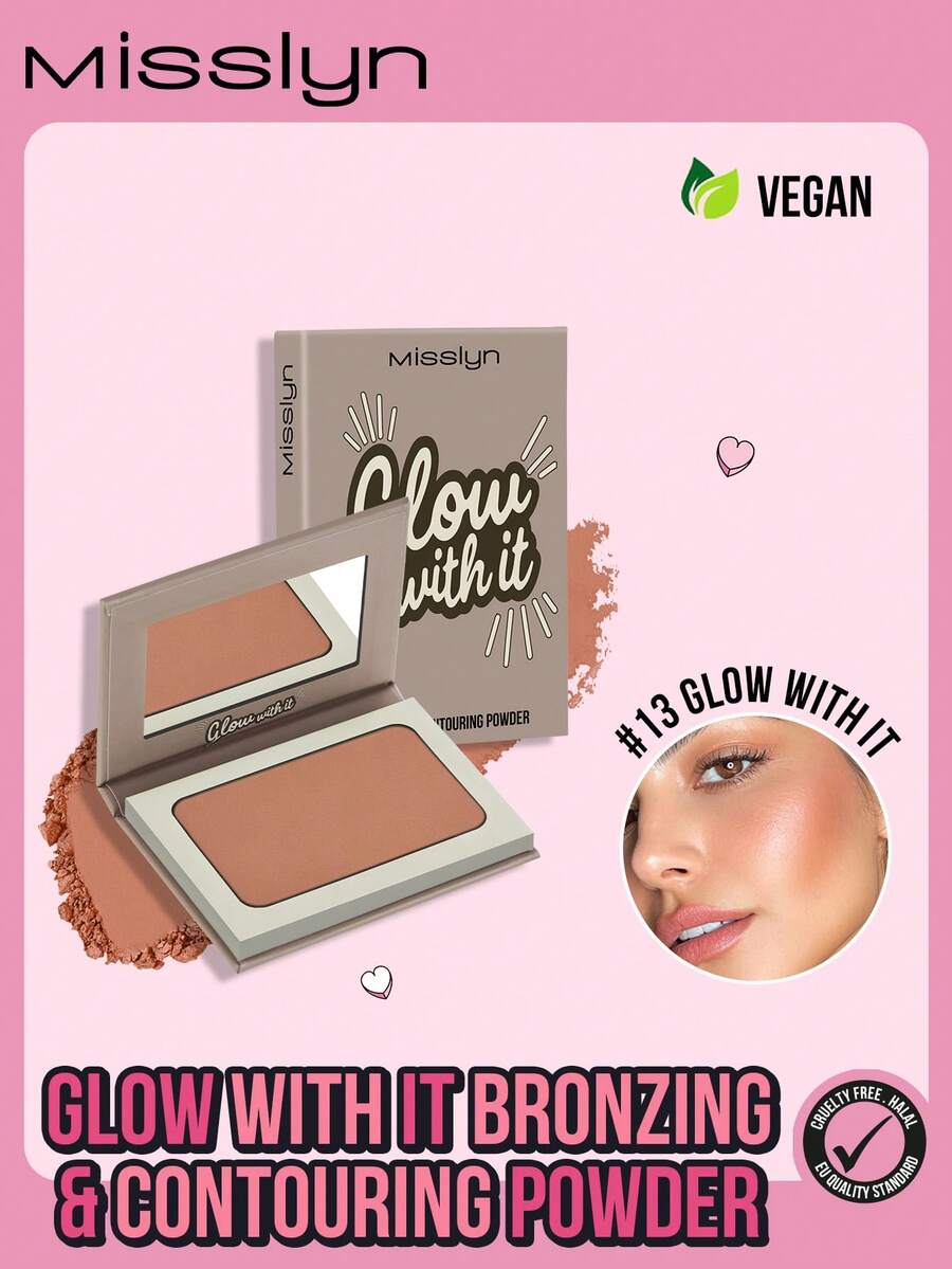 MISSLYN-GLOW WITH IT 古铜粉，粉饼，哑光古铜粉，易于涂抹，持久显色，冷色调轮廓，打造自然妆容，面部塑形粉，保湿滋养，蕴含 Murumuru 黄油混合物，全天焕发光彩，经皮肤科医生测试。 - #13 GLOW WITH IT - 查看 1
