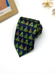 1 szt. męski krawat świąteczny z motywem renifera, Świętego Mikołaja, choinki, płatka śniegu, dekoracja na imprezę