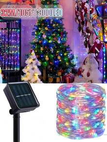 50/100/150/200/300 LED Solarne Dekoracyjne Lampki LED - 8 Trybów, IP65 Zewnętrzny Wodoodporny Sznur Świątecznych Lampek, Solarny Sznur Lampek LED z Miedzianym Drutem, Zewnętrzny Ogród, Dziedziniec, Choinka, Wesele, Kemping, Boże Narodzenie, Halloween, Zewnętrzny Sznur Lampek Solarnych (Ciepła Biel, Wielokolorowe, Białe, Czerwone, Różowe, Niebieskie)