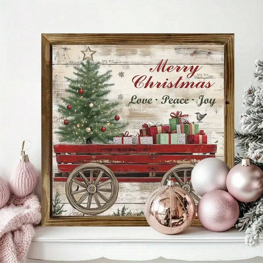 1 Piece Of 3D Retro Merry Christmas Wooden Wall Decoration Sign, Perfect Interior Decoration And Home Space Embellishment, A Unique Gift To Create A Festive Atmosphere For The Family Room, Suitable For Christmas Home Decoration Festival Party Decoration Hanging Ornaments