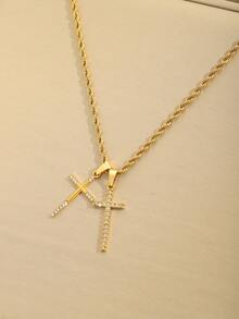 1 Collar de acero inoxidable, suave y encantador, adecuado para mujeres, duradero y lavable, excelente para la cena y ver películas, apropiado para todas las estaciones, regalo perfecto - cruz - Ver 6