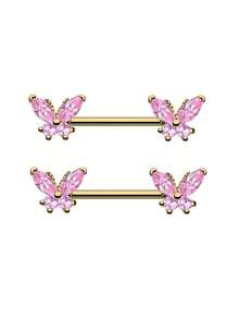 2 piezas de anillos para pezones con forma de mariposa, joyería sexy para perforación, adecuado para mujeres