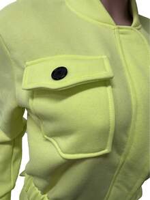 Autumn/Winter With Zipper PocketsSweatshirt And Pants Casual Sports Two Pieces Set - 綠色 - 查看 3