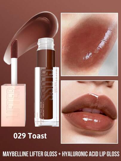 Maybelline 美宝莲丰盈唇彩 + 玻尿酸唇彩，色号 029 Toast，高光泽丰盈效果，提升唇部饱满度，持久光泽，持久保湿，提拉唇形，闪耀动人光泽，玻尿酸滋养，亮泽效果，不粘腻配方，适合所有肤色，日常妆容必备