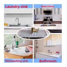1pc Thickened Silicone Faucet Drip Pad, Faucet Splash Guard, And Absorbent Drainage Pad - Durable Kitchen And Bathroom Sink Accessories,Soap Dish With Drainage,Suitable For Countertop Mat For Kitchen & Bathroom Sinks,Home Decor, Kitchen Accessories - Multicolor - View 7