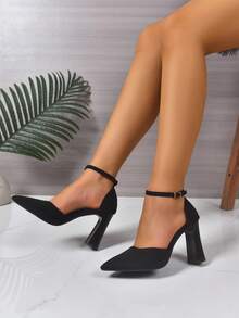 Women's Fashion Single Strap Closed Toe High Heels - Elegant Pointed Toe Pumps With Comfortable Heel, Perfect For Office, Dating, Or Evening Events