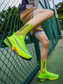 L.S.W.P Men's Air Cushion Road Running Shoes - Shock-Absorbing Fitness Sneakers, Stable Support Non-Slip EVA/Rubber Outsole - Lightweight Training Shoes Suitable For Marathon, Jogging, Daily Wear - Black/Blue/Purple Accent Design, Dynamic Pattern, Cushioning Support, High-Performance Sports Shoes, Energetic Lifestyle - Green - View 12