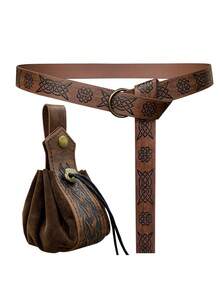 2 Stück/Set Vintage Wikinger Stil Gürtel, Ledertasche, Lederarmband, Schwertscheide, Retro Beutel, geeignet für Herren Party, Halloween Vintage Herbst/Herbst Urban Outfit Klassische Weihnachten Winter Mode Tägliches Geschenk für Freund