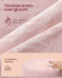 Sgabello da Trucco, Sedia per Toeletta, Regolabile in Altezza, Girevole a 360°, in PU, Seduta Spessa, per Camera da Letto Cucina Sala da Pranzo, Moderno, Bianco Crema/Rosa Pastello//Nero Inchiostro - Rosa - Visualizzare 3