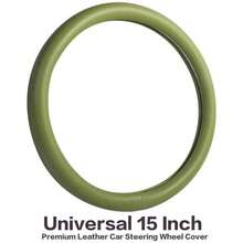 Car Steering Wheel Cover, Universal 15 Inch Premium Leather Car Steering Wheel Cover, Best Grip, Perforated Design, Breathable, Non - Slip, Sweat - Absorbent, Warm In Winter And Cool In Summer Gray - Green - View 5
