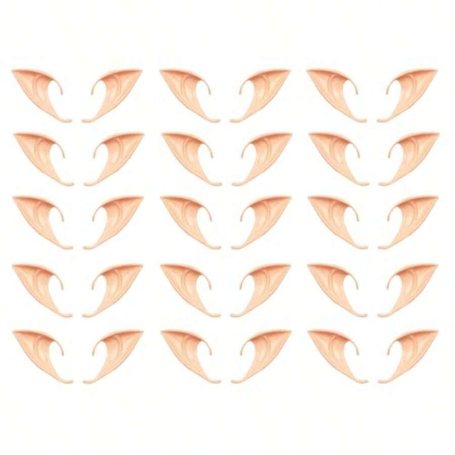 CZ 15 Pairs Cosplay Fairy Pixie Elf Ears Soft Ears For Party Dress Up Costume Masquerade Accessories Halloween Elven Vampire Fairy Ears Medium Style 8380 - As Pic - View 1