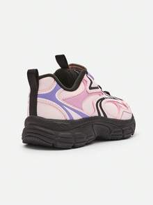 Balabala 2025年春秋季儿童复古运动鞋，防滑厚底运动鞋，适合男孩和女孩 - 灰紅色調 - 查看 5