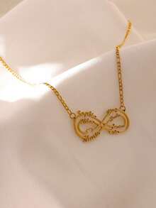 Colar Personalizado com Nome Infinito para Membros da Família, Colar Personalizado com Pingente de Coração para Meninas, Presente de Ação de Graças/Natal Dourado, Moda Rose Gold, Moda de Outono, Vintage, Neutro, Simples, Casual, Gótico, Punk Personalizado, Personalizado, Único