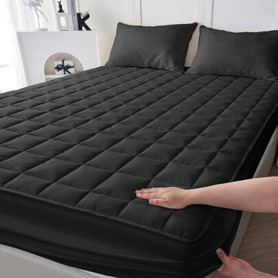 1pc Waterproof & Comfortable Quilted Mattress Protector, Bedding, Soft & Skin-Friendly Mattress Cover, Suitable For Queen, King, Twin Size Beds, Washable, Ideal Gift